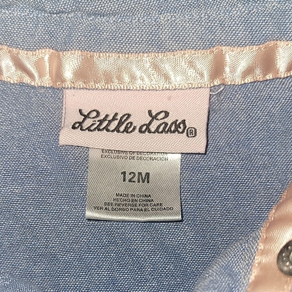 Little Lass Denim And Pink Lace Casual Sleeveless Snap Button Dress LOT H - Picture 2 of 7